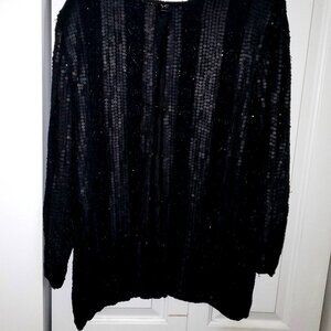 Jewel Queen, Women Black beaded/sequence blazer XL, NWT